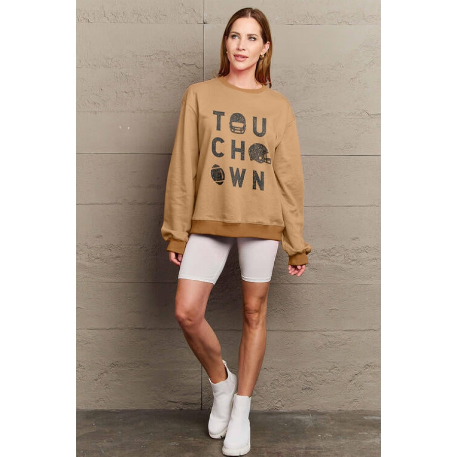 Simply Love Full Size TOUCHDOWN Long Sleeve Sweatshirt