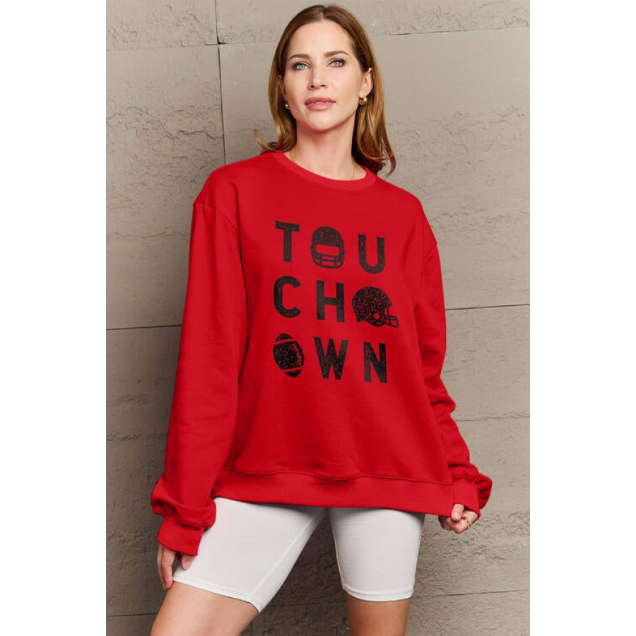 Simply Love Full Size TOUCHDOWN Long Sleeve Sweatshirt