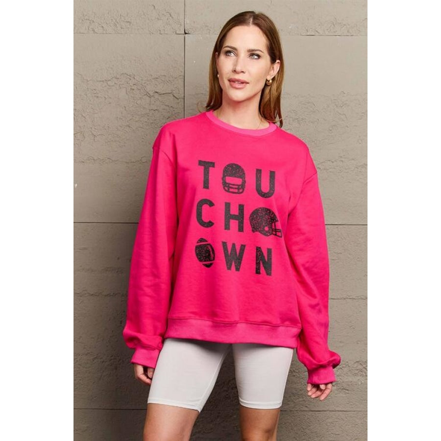 Simply Love Full Size TOUCHDOWN Long Sleeve Sweatshirt