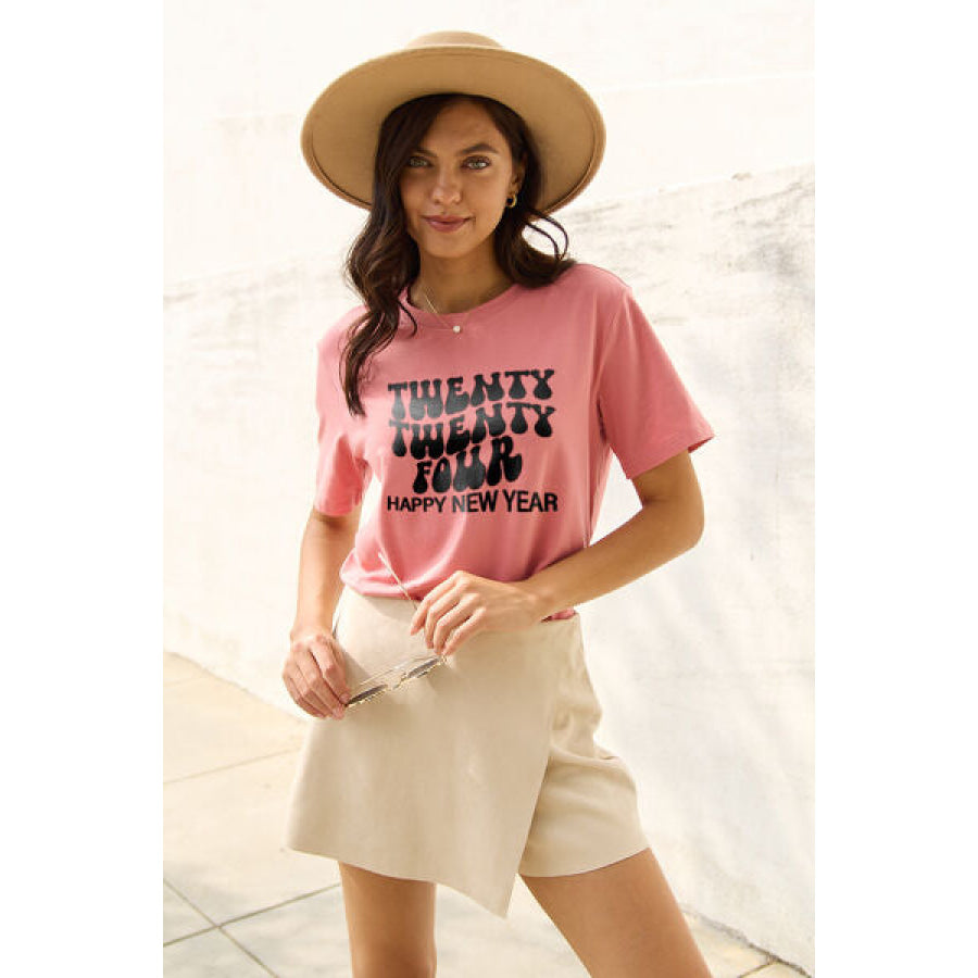 Simply Love Full Size TWENTY TWENTY FOUR HAPPY NEW YEAR Round Neck T-Shirt Clothing