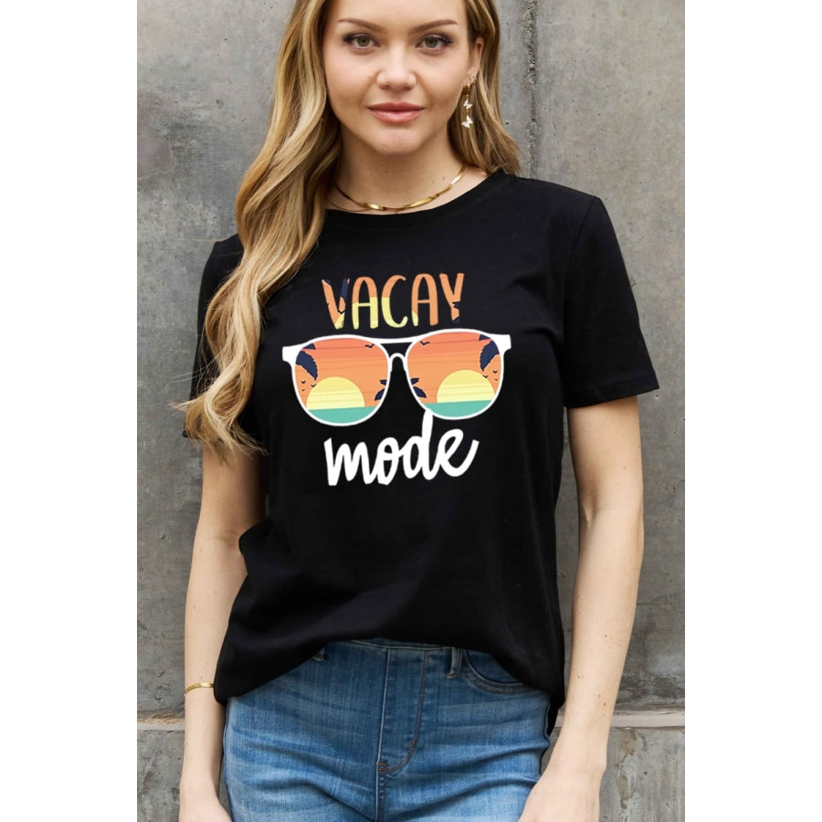 Simply Love Full Size VACAY MODE Graphic Cotton Tee Black / S
