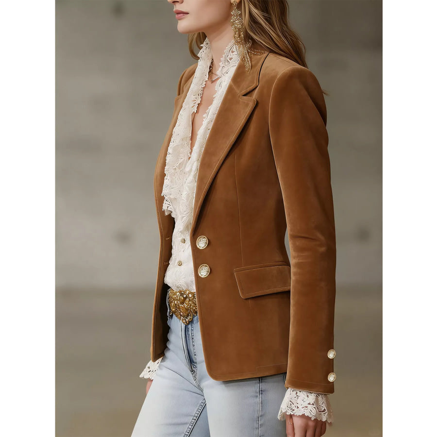 Single-Breasted Lapel Collar Blazer Apparel and Accessories