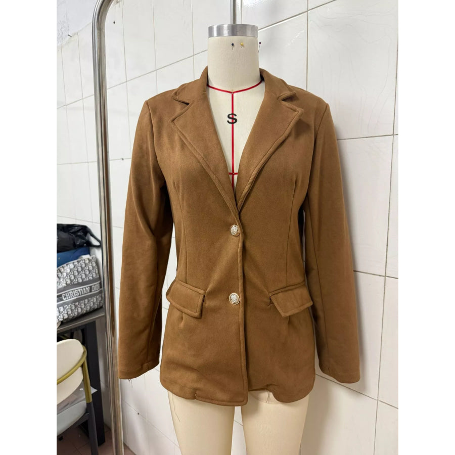 Single-Breasted Lapel Collar Blazer Apparel and Accessories