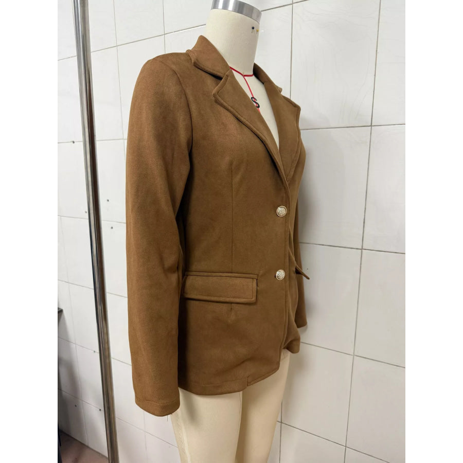 Single-Breasted Lapel Collar Blazer Apparel and Accessories