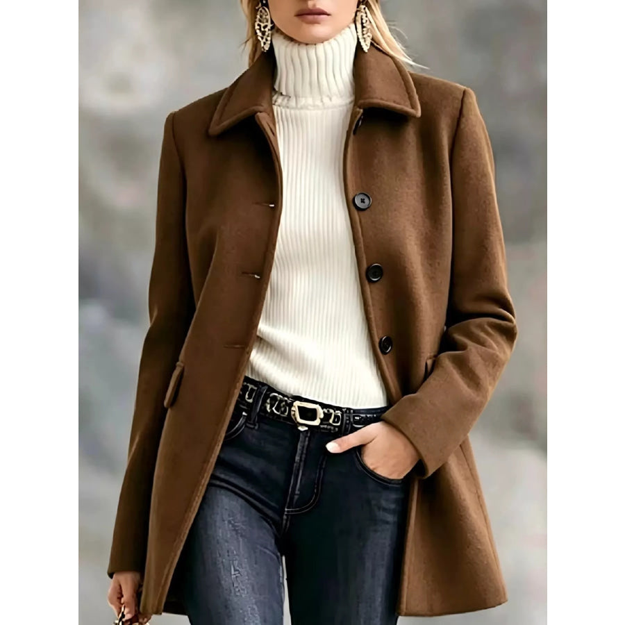 Single-Breasted Longline Coat Dark Brown / S Apparel and Accessories