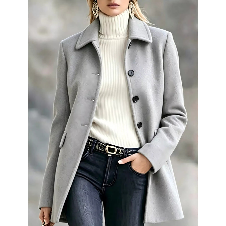 Single-Breasted Longline Coat Light Gray / S Apparel and Accessories