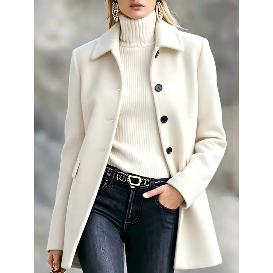 Single-Breasted Longline Coat White / S Apparel and Accessories