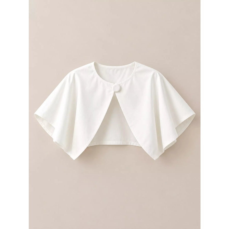 Single Button Closure Cropped Cape Apparel and Accessories