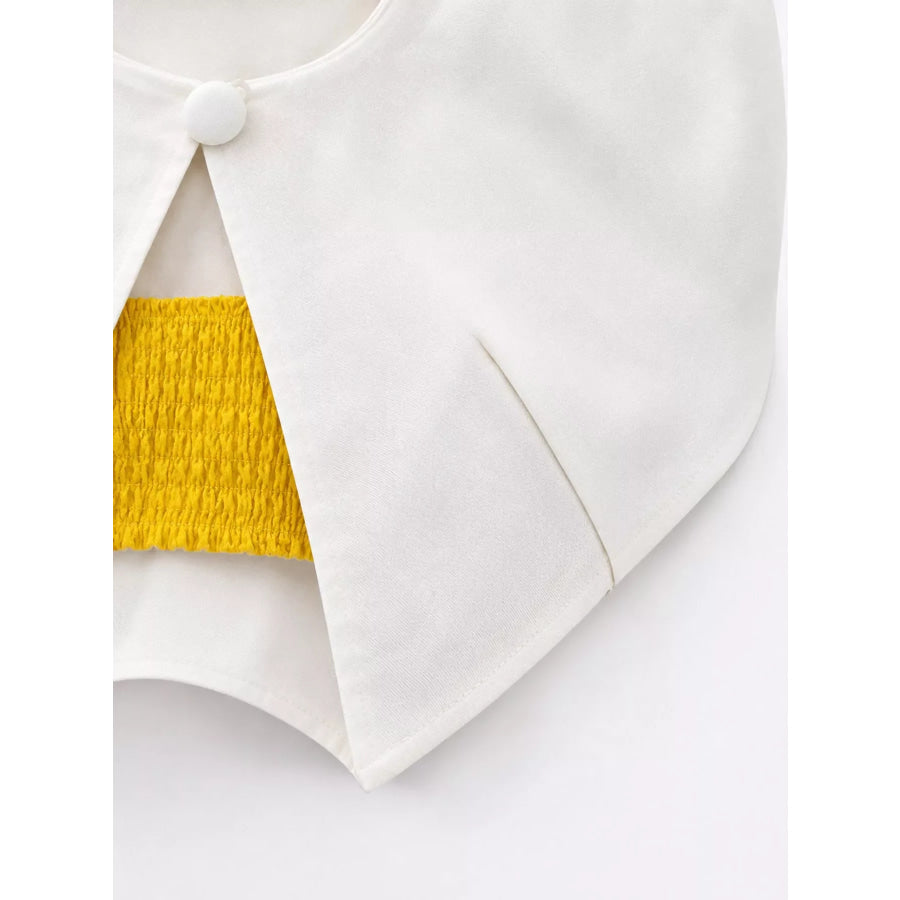 Single Button Closure Cropped Cape Apparel and Accessories