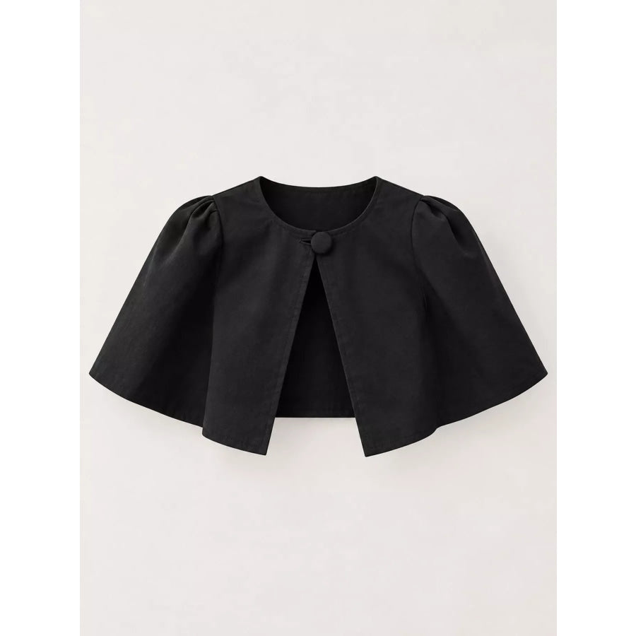 Single Button Closure Cropped Cape Apparel and Accessories