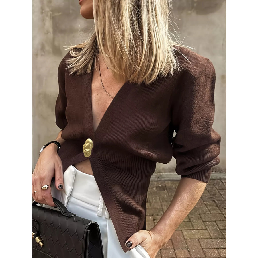 Single-Button Fitted Cardigan Apparel and Accessories