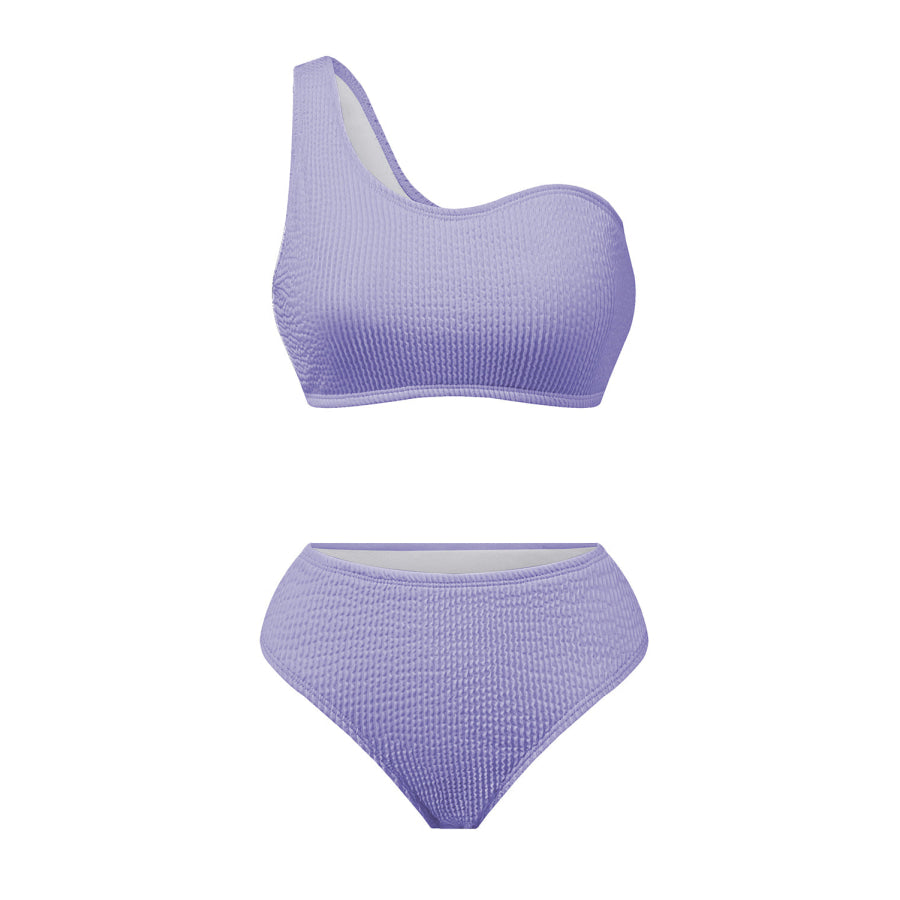 Single Shoulder Bikini Set Lavender / S Apparel and Accessories
