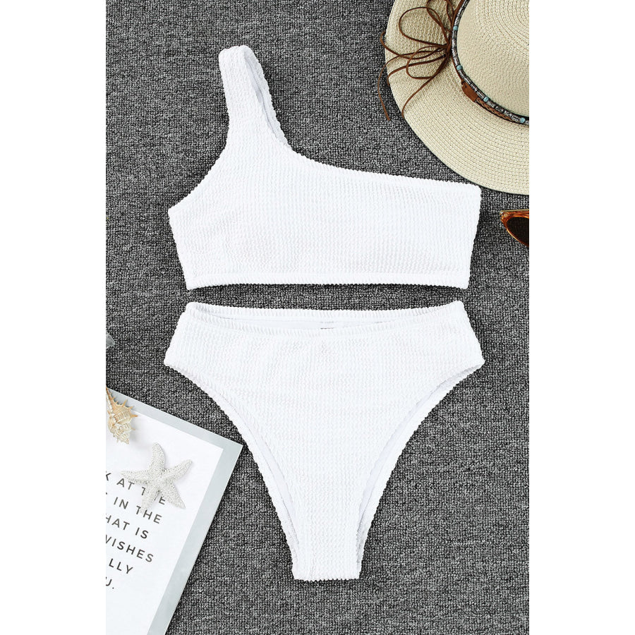 Single Shoulder Bikini Set White / S Apparel and Accessories