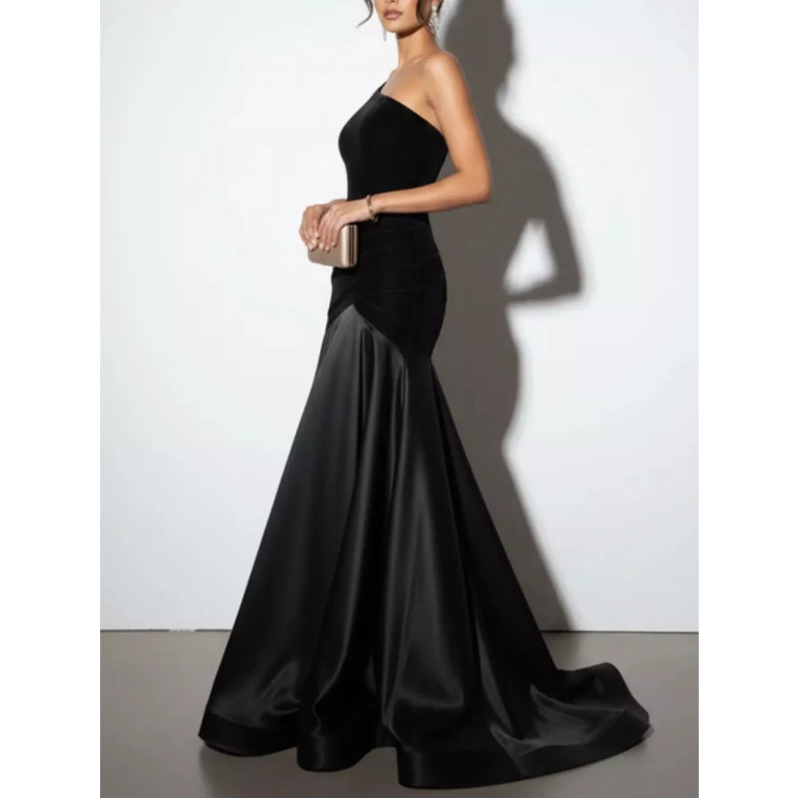 Single Shoulder Floor Length Dress Apparel and Accessories