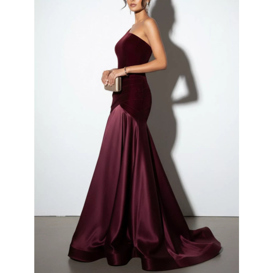 Single Shoulder Floor Length Dress Apparel and Accessories
