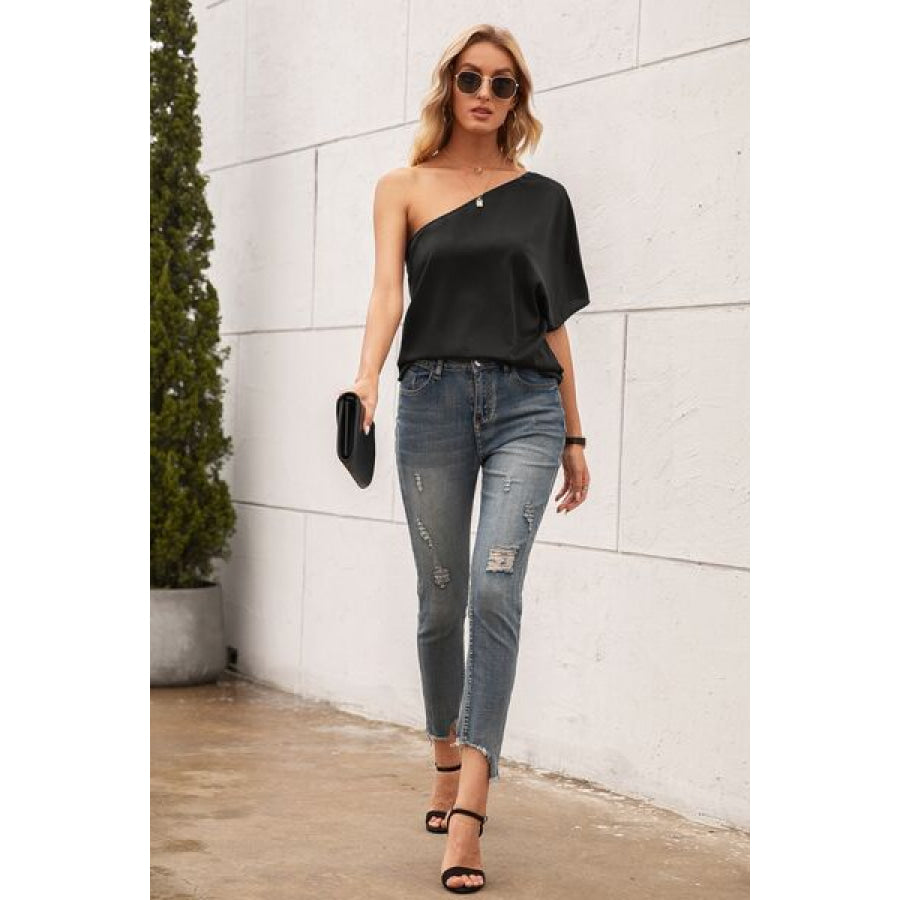 Single Shoulder Half Sleeve T - Shirt Apparel and Accessories