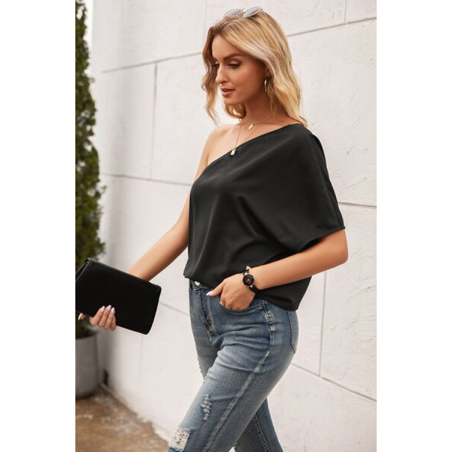 Single Shoulder Half Sleeve T - Shirt Apparel and Accessories