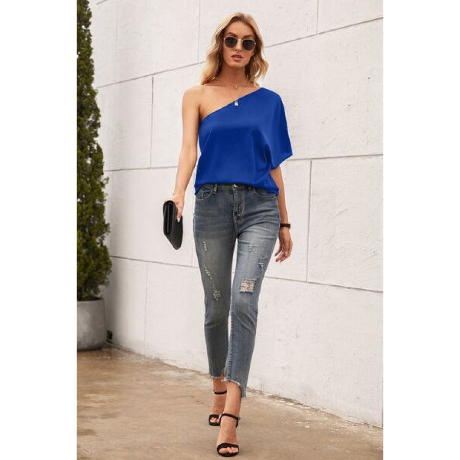 Single Shoulder Half Sleeve T - Shirt Apparel and Accessories