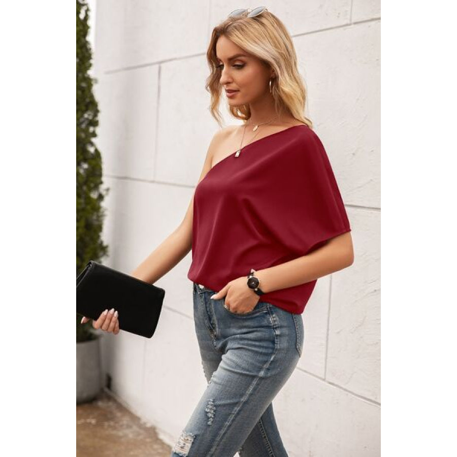 Single Shoulder Half Sleeve T - Shirt Apparel and Accessories