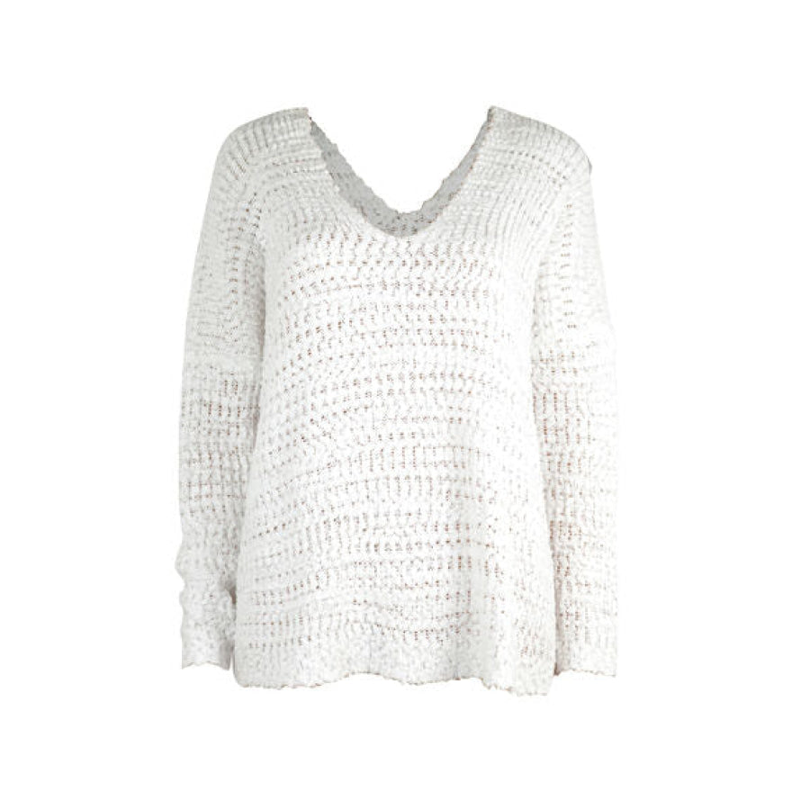 Single Shoulder Long Sleeve Sweater White / S Apparel and Accessories