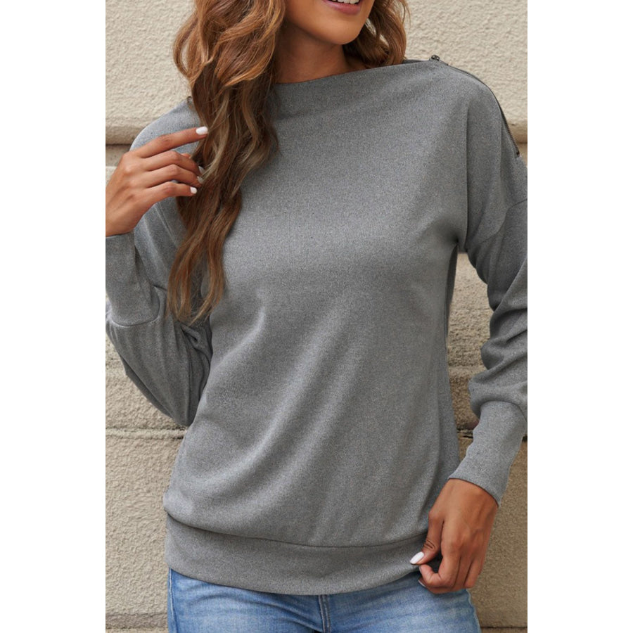 Single Shoulder Long Sleeve Sweatshirt with Zip Apparel and Accessories