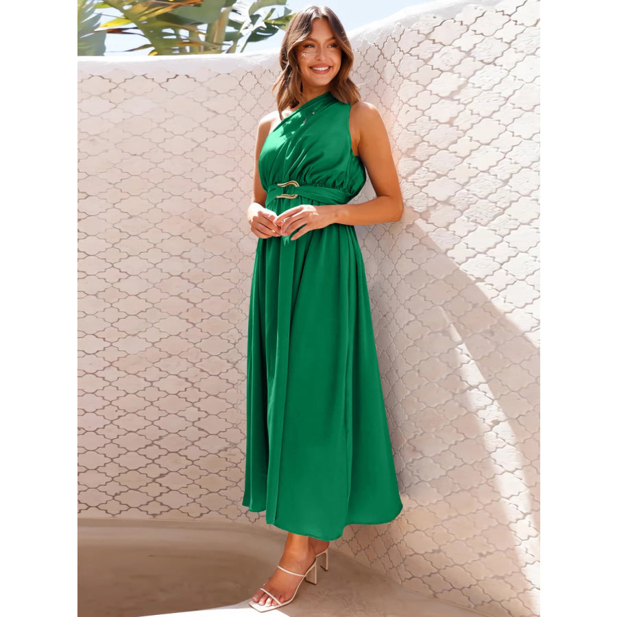 Single Shoulder Midi Dress Apparel and Accessories