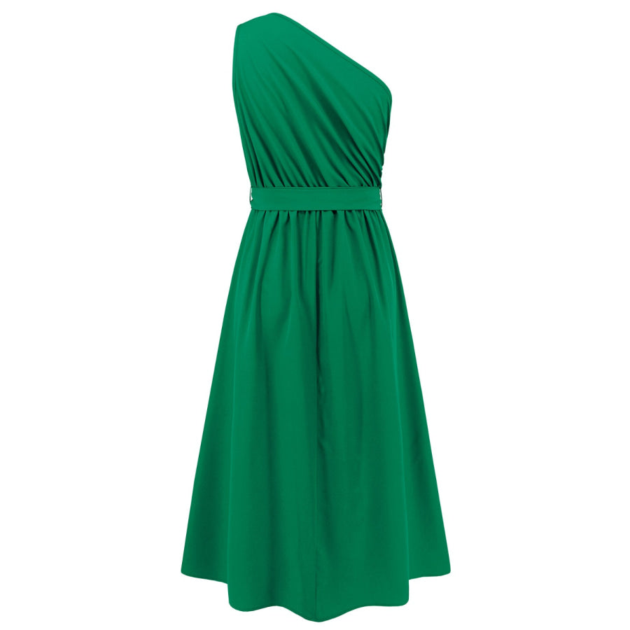 Single Shoulder Midi Dress Apparel and Accessories