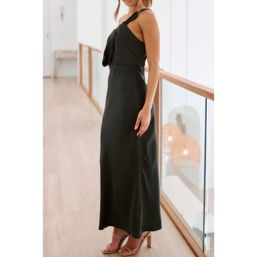 Single Shoulder Sleeveless Maxi Dress Apparel and Accessories