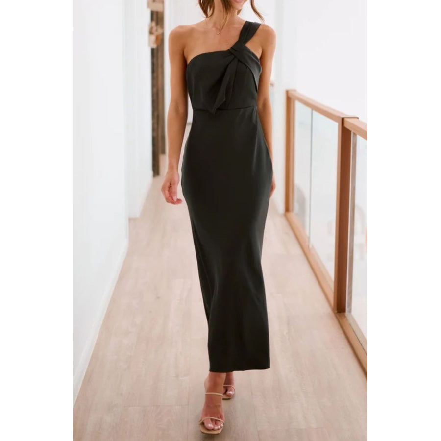 Single Shoulder Sleeveless Maxi Dress Apparel and Accessories