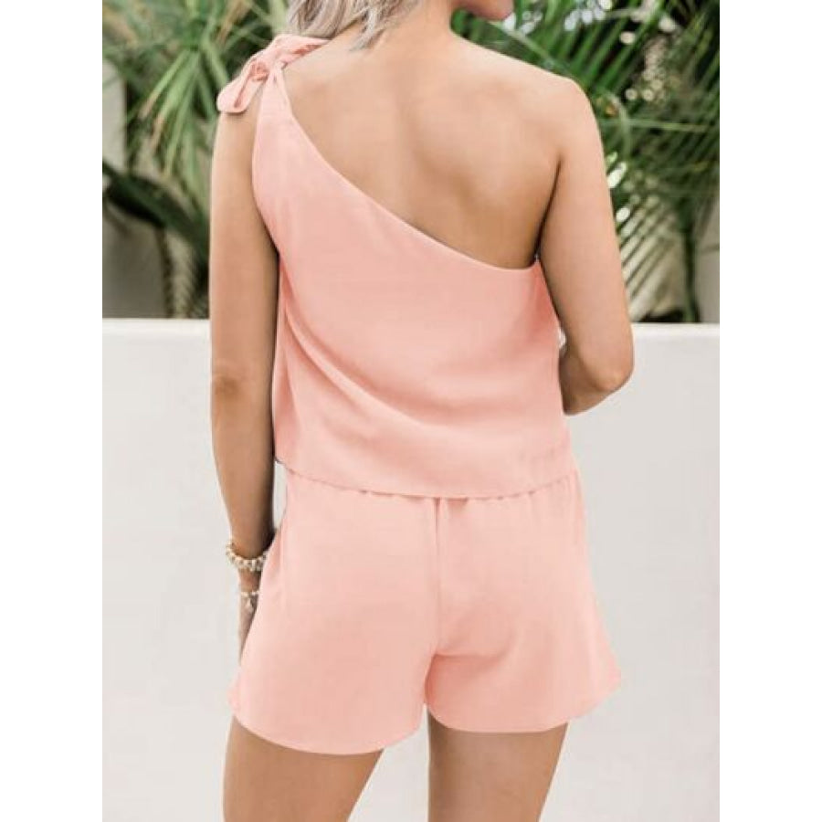 Single Shoulder Top and Pocketed Shorts Set Apparel Accessories