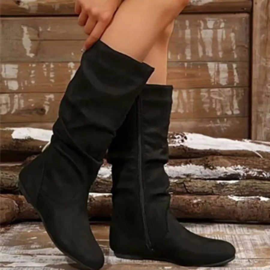 Size Zip Slouchy Boots Apparel and Accessories