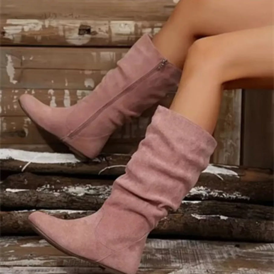 Size Zip Slouchy Boots Pink / 36 Apparel and Accessories