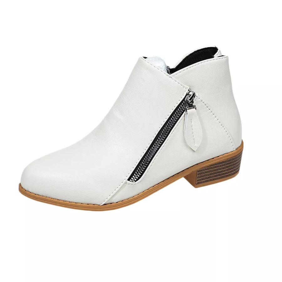 Size Zipper Block Heels Boots Apparel and Accessories