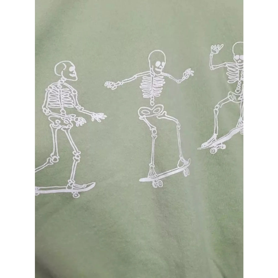 Skeleton Graphic Round Neck Sweatshirt Apparel and Accessories