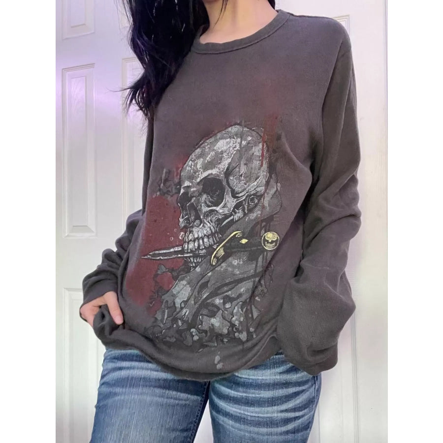 Skeleton Long Sleeve T-Shirt Dark Gray / S Apparel and Accessories