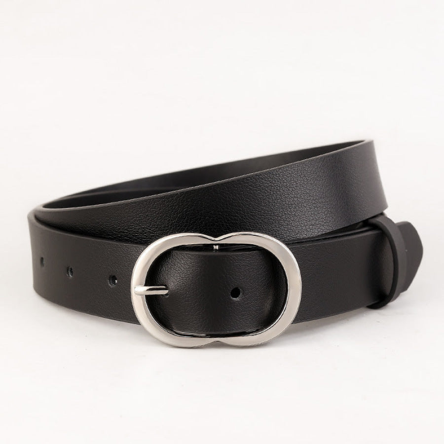 Skinny Belt with Oval Buckle Black / One Size Apparel and Accessories
