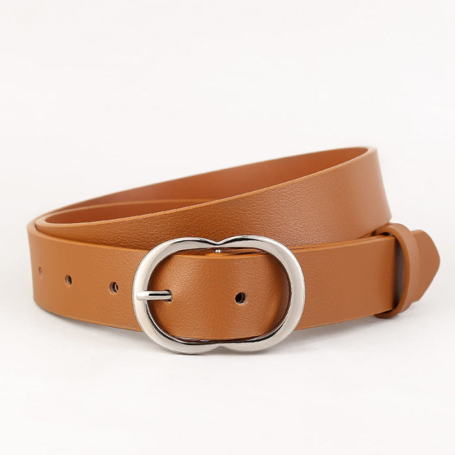 Skinny Belt with Oval Buckle Brown / One Size Apparel and Accessories