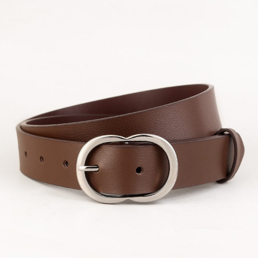 Skinny Belt with Oval Buckle Coffee Brown / One Size Apparel and Accessories
