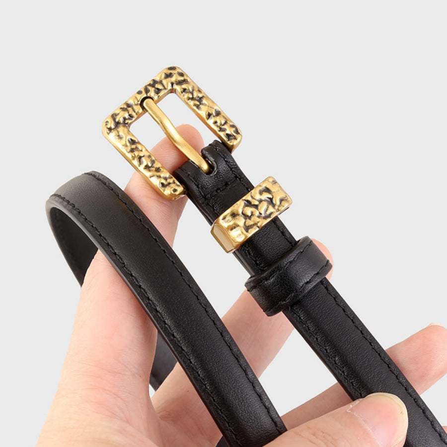 Skinny Leather Belt with Buckle Apparel and Accessories