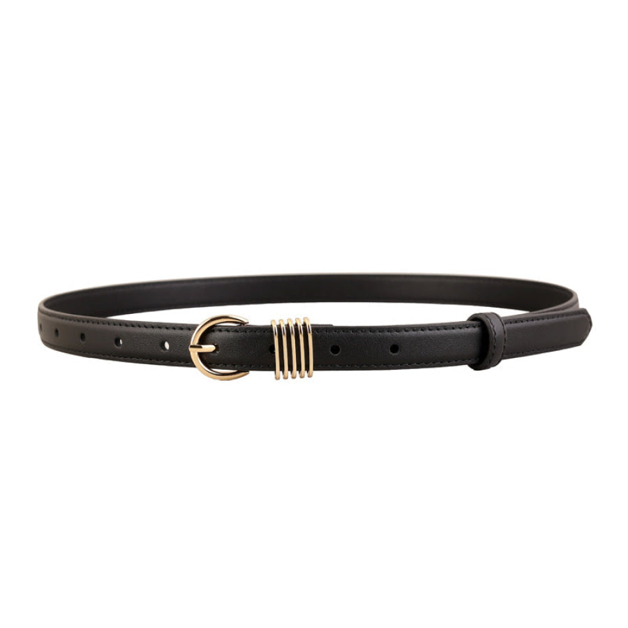 Skinny Leather Belt with Gold Buckle Apparel and Accessories