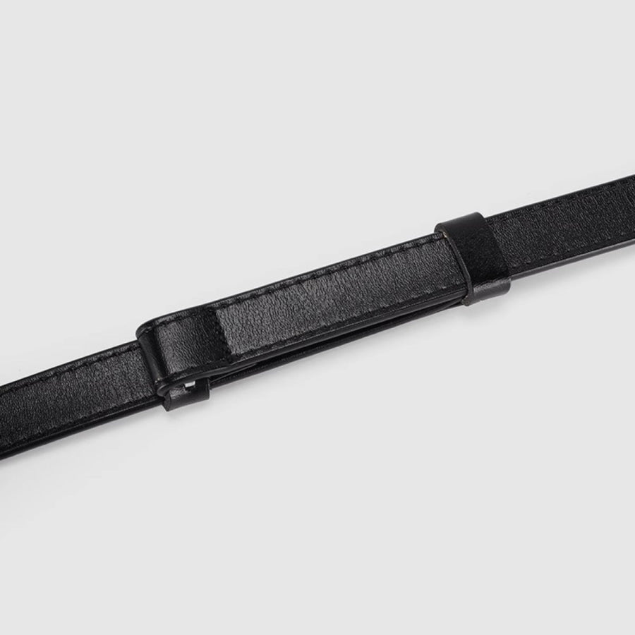 Skinny Leather Belt with Gold Buckle Black / ONESIZE Apparel and Accessories