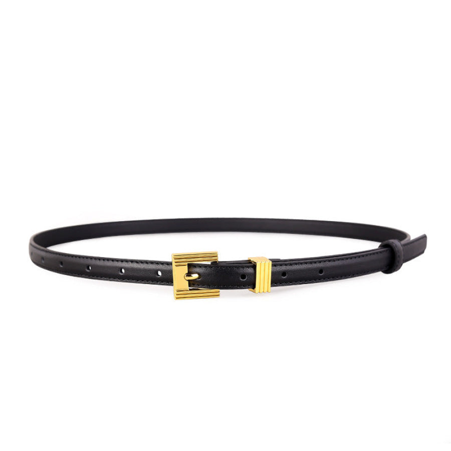 Skinny Leather Belt with Golden Buckle Apparel and Accessories