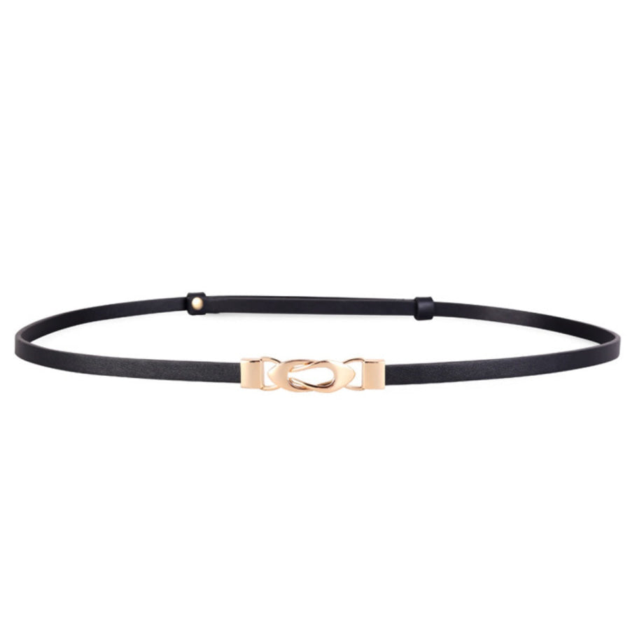 Skinny Leather Belt with Interlocking Buckle Apparel and Accessories