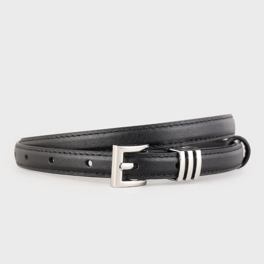 Skinny Leather Belt with Silver Buckle Apparel and Accessories