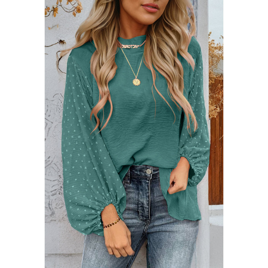 Skobeloff Swiss Dot Balloon Sleeve Loose Blouse Skobeloff / S / 100% Polyester Tops/Blouses & Shirts