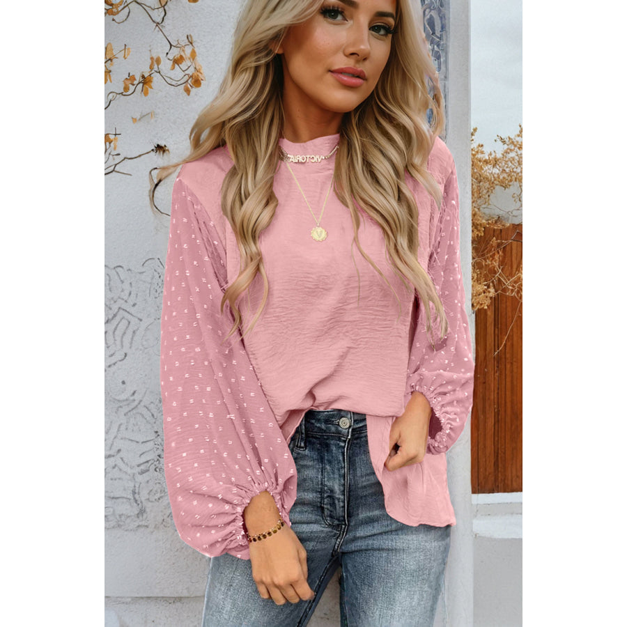 Skobeloff Swiss Dot Balloon Sleeve Loose Blouse Tops/Blouses & Shirts