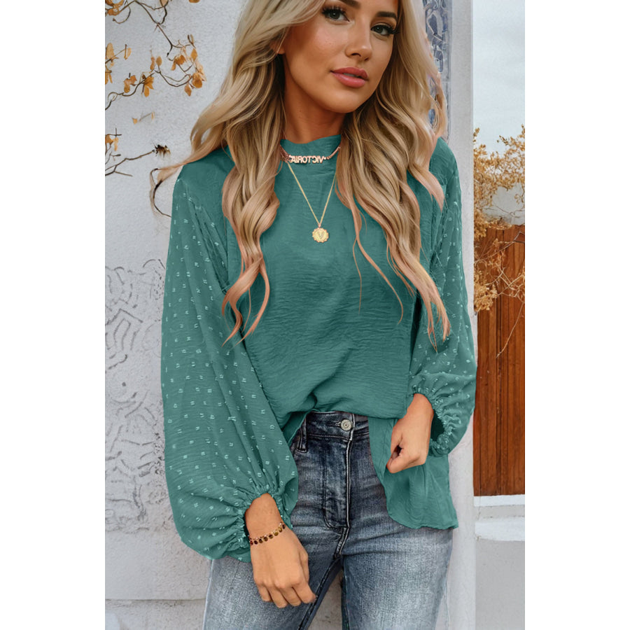 Skobeloff Swiss Dot Balloon Sleeve Loose Blouse Tops/Blouses & Shirts