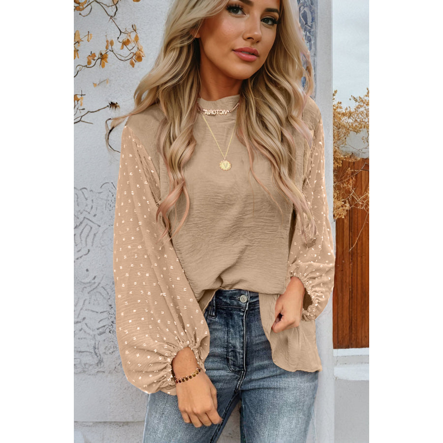 Skobeloff Swiss Dot Balloon Sleeve Loose Blouse Tops/Blouses & Shirts