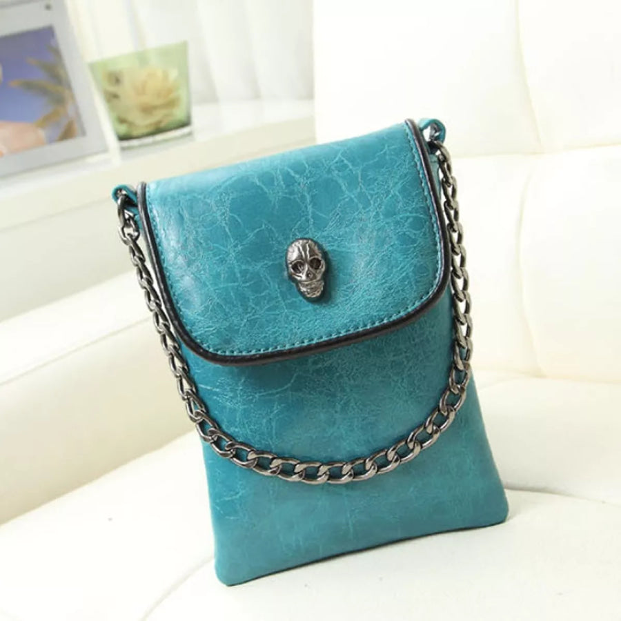 Skull Embellished Mini Bag Turquoise / onesize Apparel and Accessories