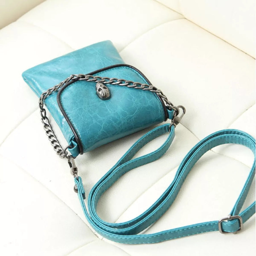 Skull Embellished Mini Bag Turquoise / onesize Apparel and Accessories
